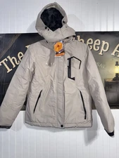 Moerdeng Mens S Waterproof Hooded Parka-Faux Fur Lined-light Gray NEW