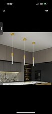 LED Bubble Crystal Pendant Lights 3-Pack GOLD for Kitchen Island Modern