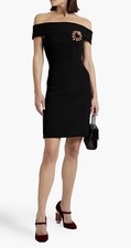 DOLCE&GABBANA Off-the-shoulder appliquéd wool-crepe mini dress