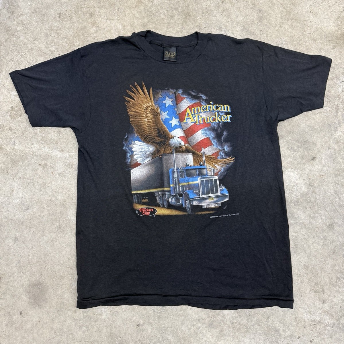 Vintage 3d Emblem Truckers Only Shirt American Trucker Size L  View 2