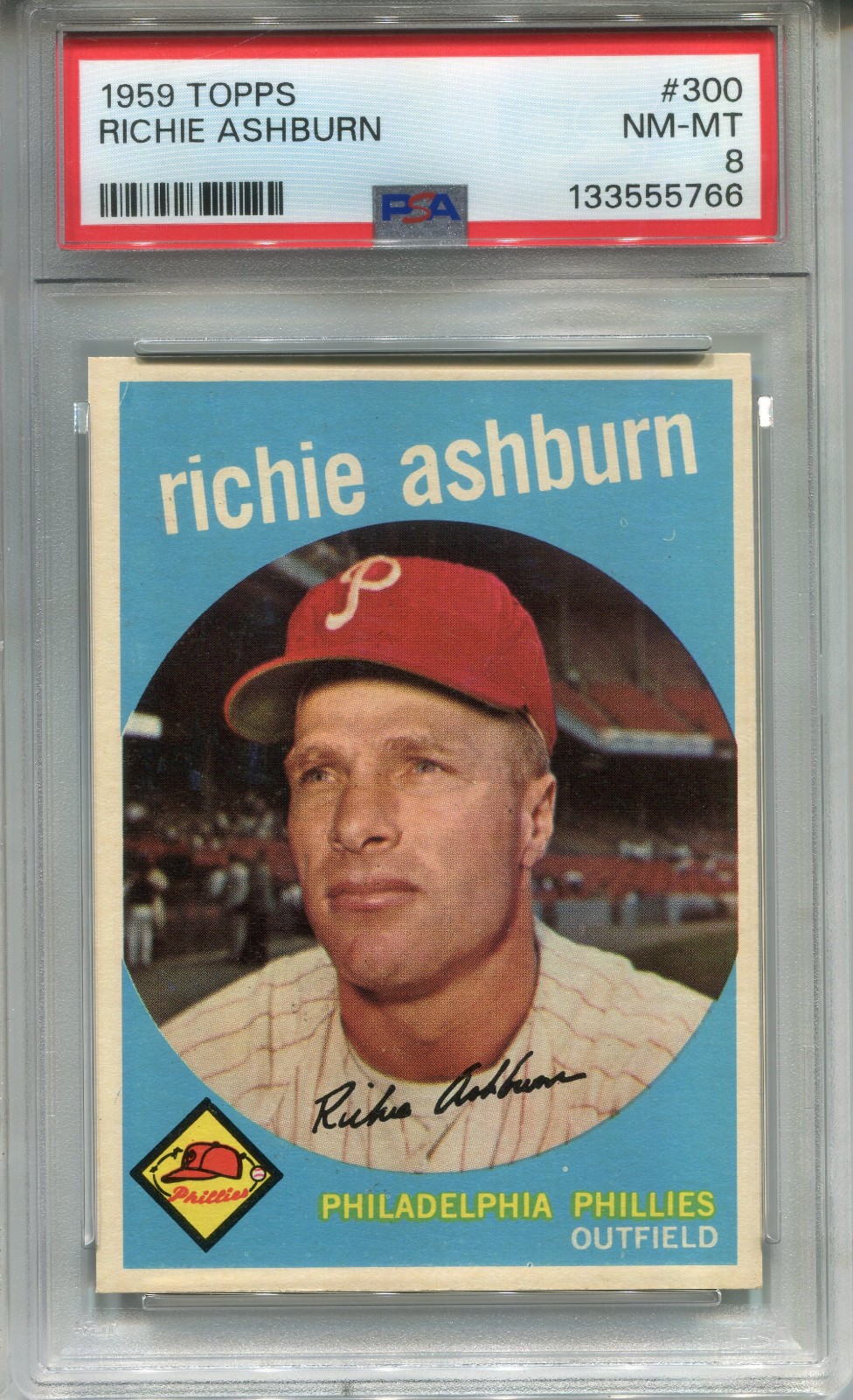 1959 Topps #300 Richie Ashburn PSA 8 NM-MT Philadelphia Phillies