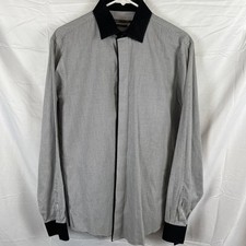 BCBG attitude Mens Size M Long Sleeve Hidden Button Down Shirt