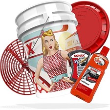 SONAX Pin Up Wascheimer Auto Reinigungsset 5 teilig Autoshampoo 2L Basic Vintage