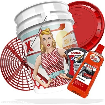 SONAX Pin Up Wascheimer Auto Reinigungsset 5 teilig Autoshampoo 2L Basic Vintage