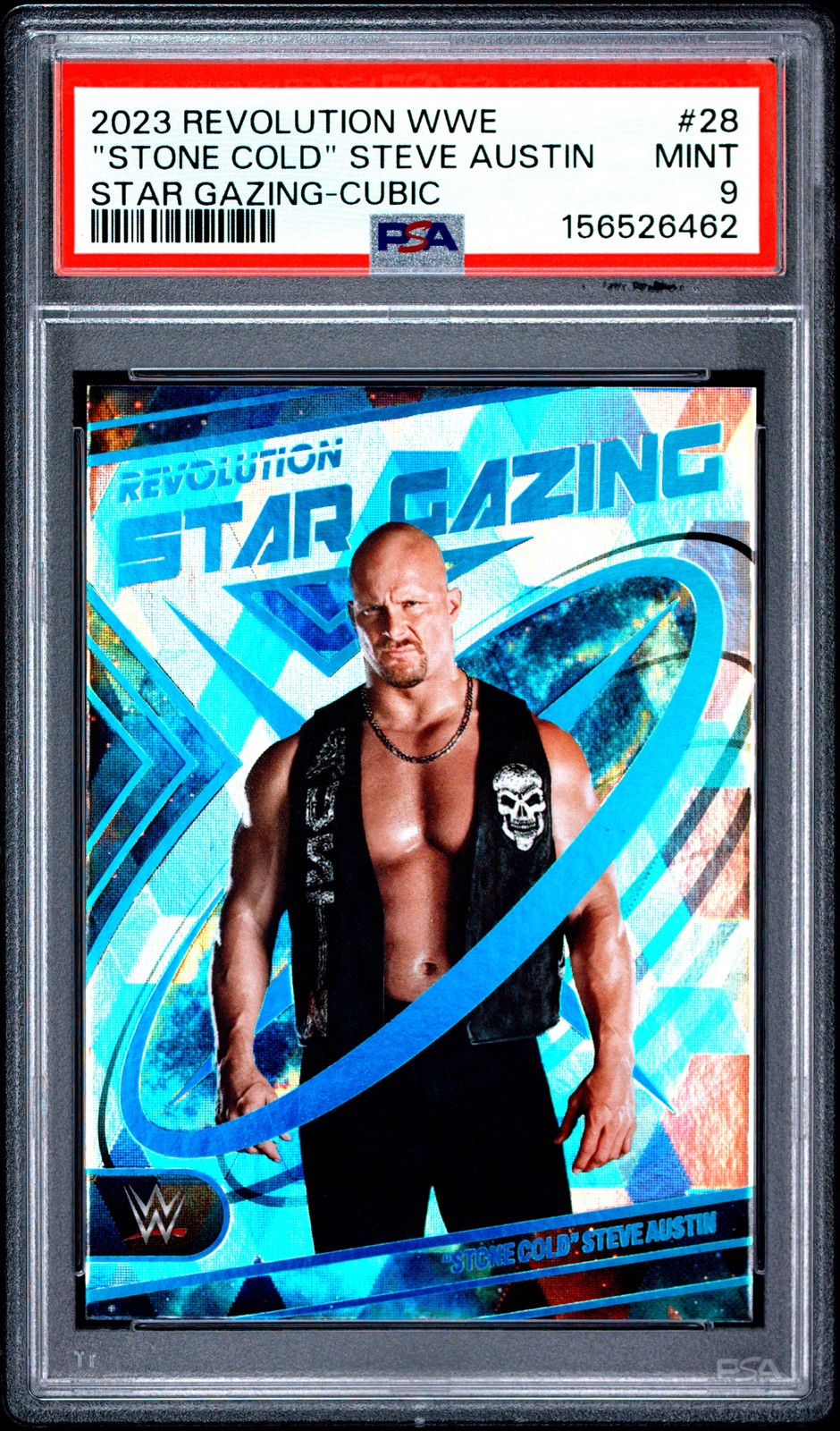 2023 PANINI REVOLUTION WWE STAR GAZING #28 "STONE COLD" STEVE AUSTIN 39/49 PSA 9