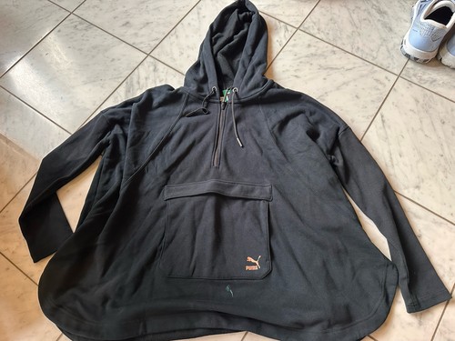 Puma Black Evo Hooded Cape Cropped Pullover with Black Drawstrings Size S $70
