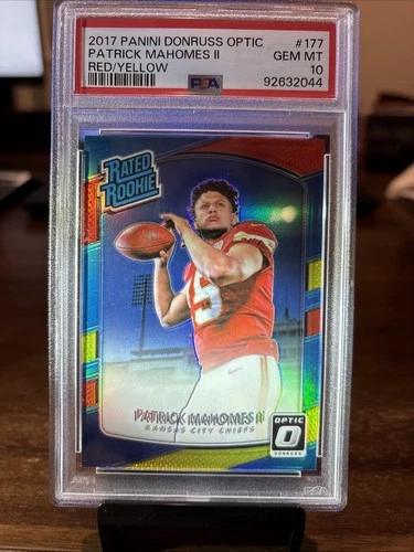 2017 Panini Donruss Optic  Rated Rookie Patrick Mahomes Red / Yellow PSA 10
