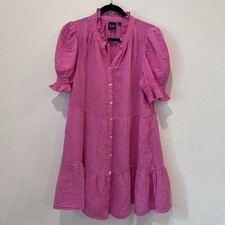 Gap Women s Crinckle Gauze Mini Pink Dress Gauze Tiered Medium Pink core Beach