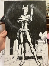 Catwoman Original DC Comic Art 11x17 Fully Inked Splash Page