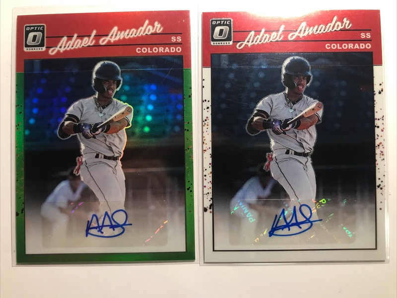 1/ Adael Amador (2) 2023 Donruss Optic RETRO ROOKIE RC AUTO GREEN PRIZM #d 01/50