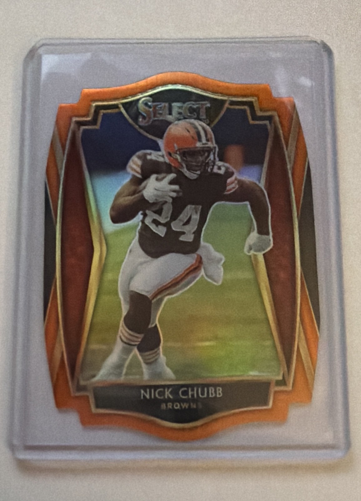 2020 Panini Select - Premier Level Nick Chubb #125 Orange Prizm Die-Cut
