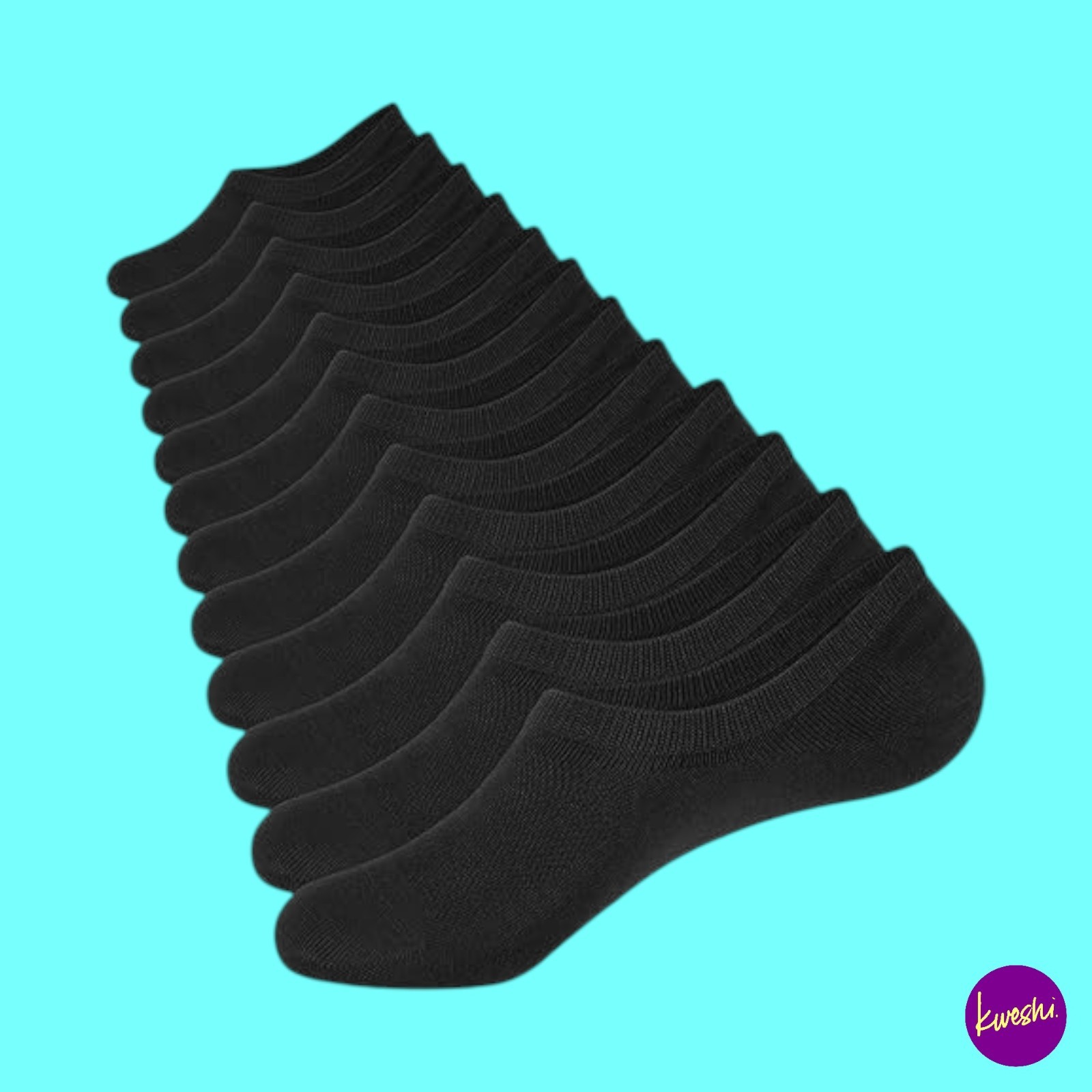 CLOSEMATE Unisex 6 Pairs No Show Anti-Slip Socks, Black, UK L | EU 43-47