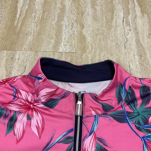 Coral Bay Golf Womens Size 1X Pink Floral Tank Top 1/4 Zip Sleeveless Tennis - Picture 9 of 12