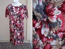 CJ Banks cranberry rose gray knit dress plus size 1X 16w 18w VALENTINES DAY USA