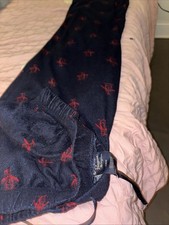 Mens Flannel Cotton Pajama Pants Blue/Red All...