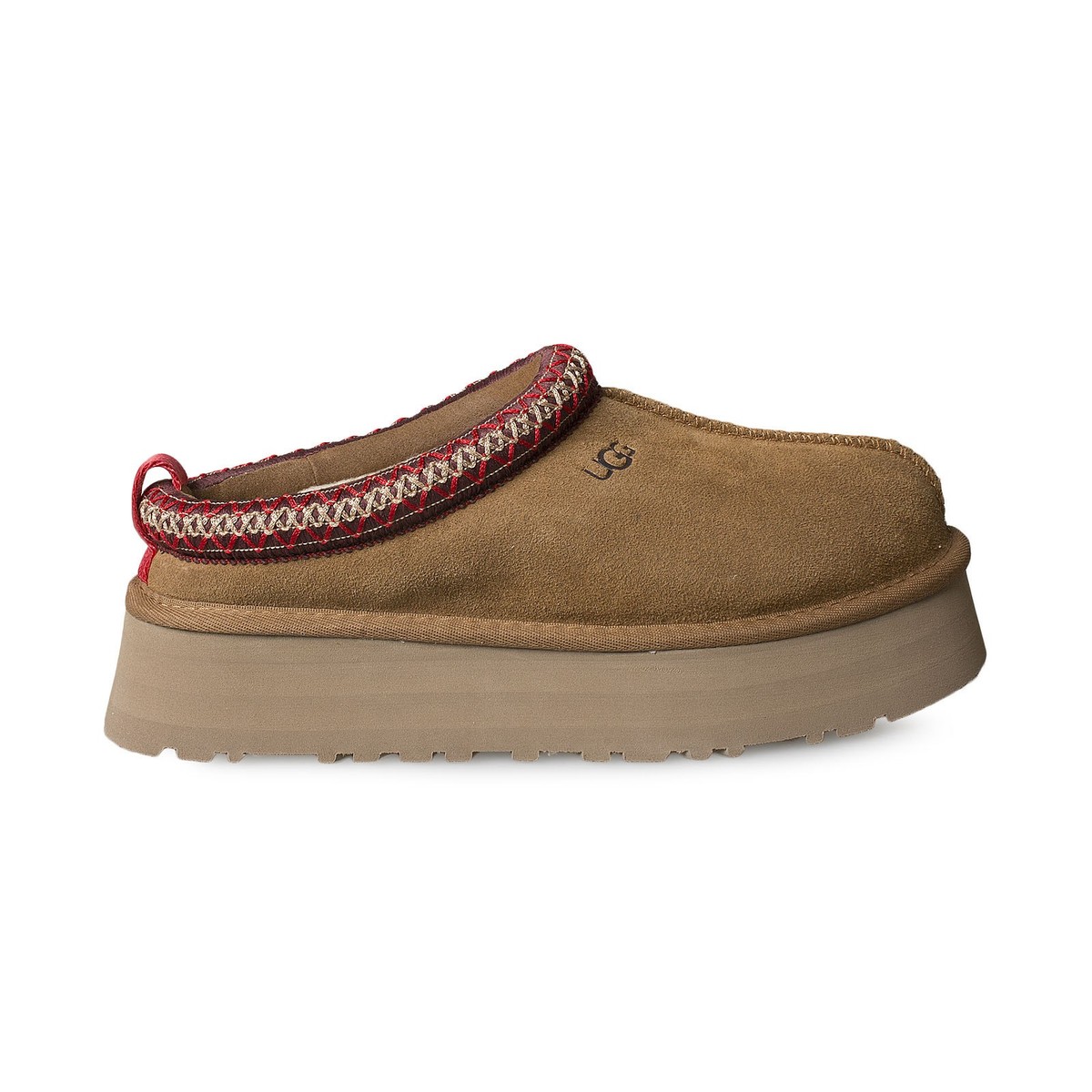 箱汚れ　【UGG】 正規品　（W) Tazzlita Chestnut 25.0 UGG TAZZ CHESTNUT SUEDE MULE PLATFORM WOMEN'S SLIPPERS SIZE US 7