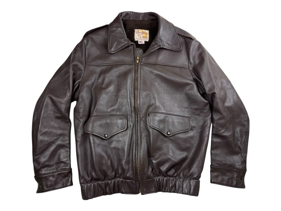 Chaqueta de bombardero de cuero Mid Western genuina de piel de ciervo deportiva talla 46 Foto 2 de 4