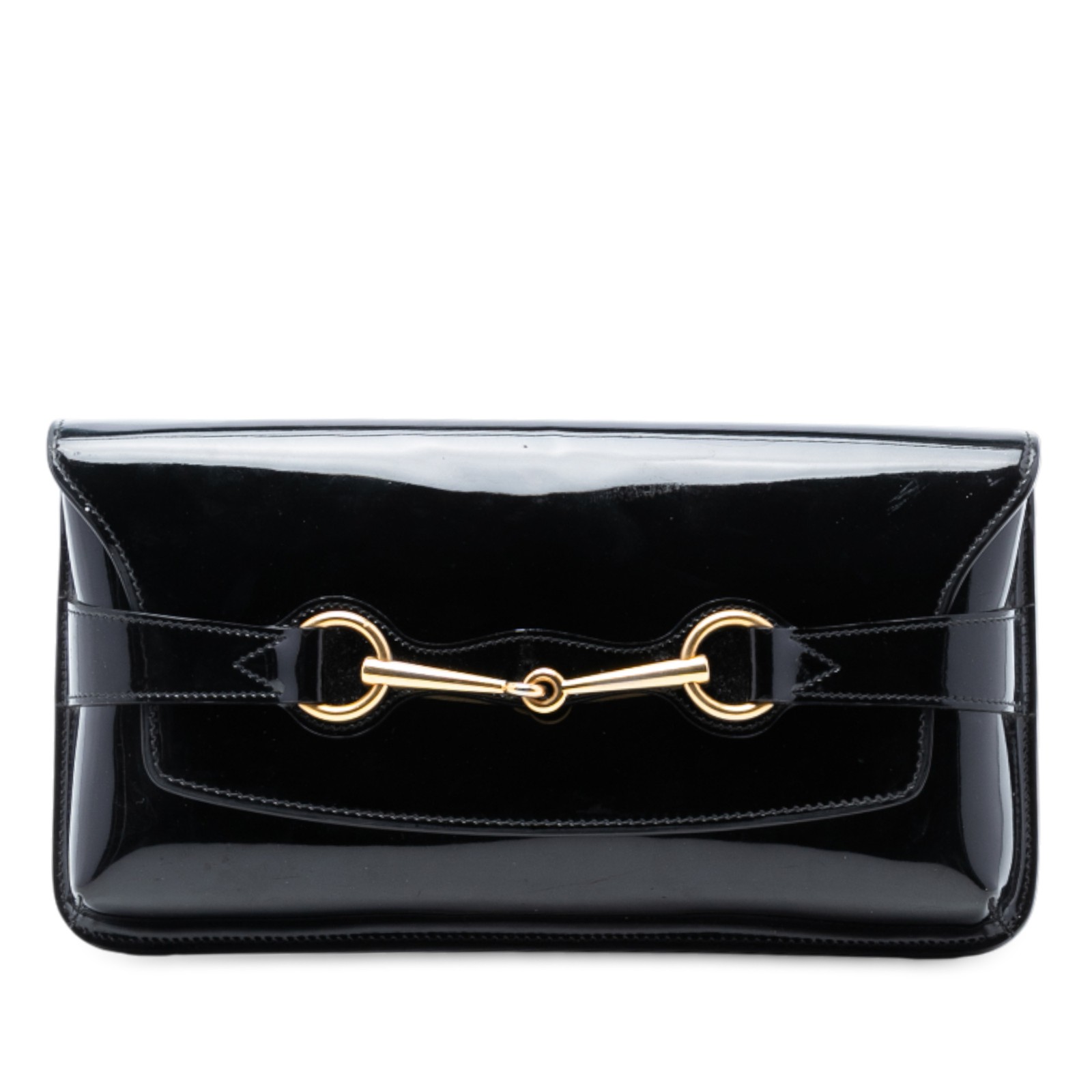 Authenticated Gucci Patent Bright Bit Clutch Blac… - image 1