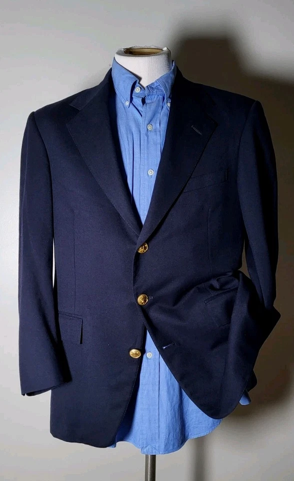 Vtg 38S POLO Ralph Lauren Canvas Gold Buttons Flannel Blazer Jacket Sport Coat - Image 2 of 4