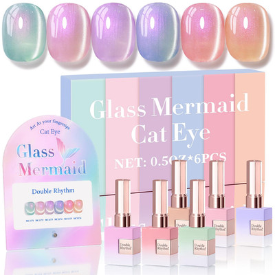 Cat Eye Gel Nail Polish Set of 6 Same Color Same Bottle 0.5 Oz Shimmer Glitter w