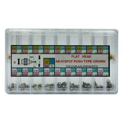 Chronograph Button Drive In Watch Pusher Flat Head Push Type Crown 54Pcs Set