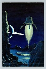 Space Fantasy, Titan Landing, Saturn  Vintage Souvenir Postcard