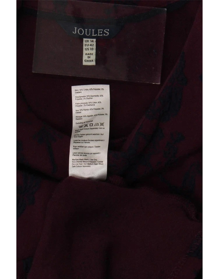 Vestido recto manga 3/4 JOULES para mujer Reino Unido 14 grande púrpura floral algodón DV39 Foto 3 de 3