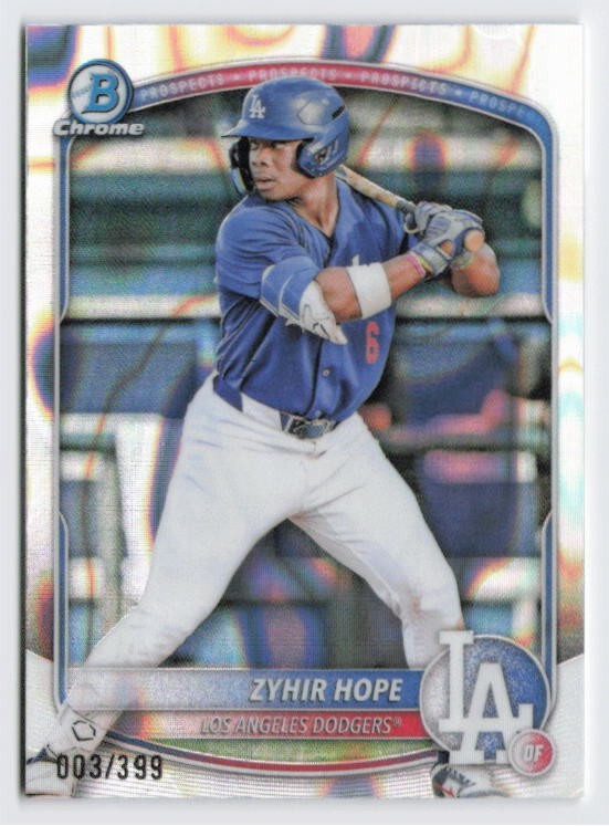 2025 Zyhir Hope Bowman Chrome Prospects Lava Refractor /399 #BCP-2 Dodgers
