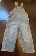 OshKosh Vestbak Overalls Railroad Striped Toddler Boys Size 18M Farmer Country