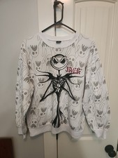 White Jack Tim Burton Nightmare Before Christmas Jack Sweat Shirt Medium