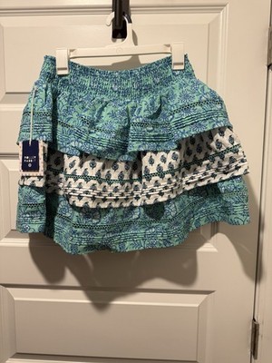 Roller Rabbit By  Target  Garden Floral/Bouquet Tiered Mini Skirt Teal Size M