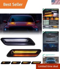 Clear Lens Sequential LED Hood Vent Scoop Lights for 2010-2018 Ram 1500/2019-...