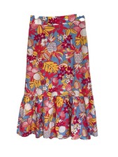 Talbots Women's Fruits and Flowers Poplin Tiered Maxi Skirt Sz MP