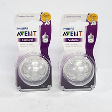 2X NEW Philips AVENT Natural Bottle Nipples Medium Flow 0months 2-Pack BPA Free
