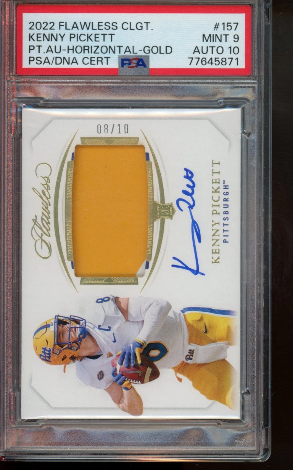 Kenny Pickett Panini Flawless Collegiate #157 Patch Autographs-Horizontal-Gold