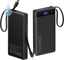 10000Mah Power Bank Built-In 2 Cables,40 Thinner 22.5W PD Portable Charger