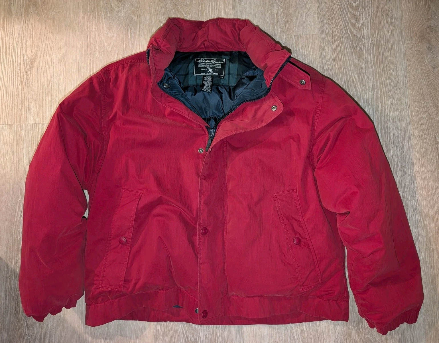 Eddie Bauer Down Jacket Mens Large Red Puffer Coat Outdoor Insulated Winter