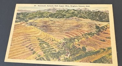 Vintage Linen Postcard Kennecott Formerly Utah Copper Mine Bingham Canyon Utah