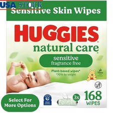 Natural Care Baby Wipes Unscented Hypoallergenic Plant-Based Sensitive Skin New