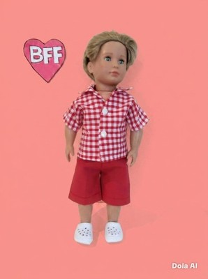 18 Zoll Puppenkleidung. Sommerhemd & Baumwollshorts passend für Jungenpuppen unserer Generation.