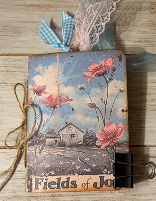 Junk Journal Handmade Booklet Book Vintage ''Fields of Joy'' Pockets, Ephemera