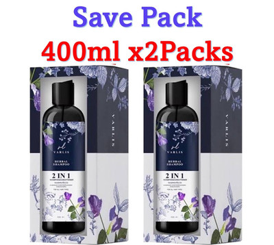 2x Varlis Waris Herbal Shampoo 2 in 1 Conditioner Reduce Hair Loss Fall 400 ml