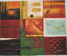 Hand painted & signed abstract art OIL PAINTING ON CANVAS, 20" x 24" - squares