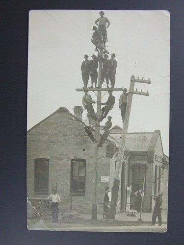 Pipestone Minnesota MN Railroad Rock Island Depot Telephone Linemen Scale c1910