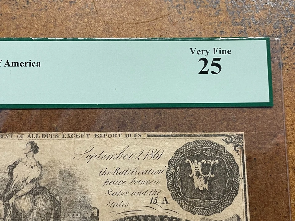 T-36 CSA Confederate States Civil War Money 1861 $5 note currency PCGS VF 25 - Image 4 of 4