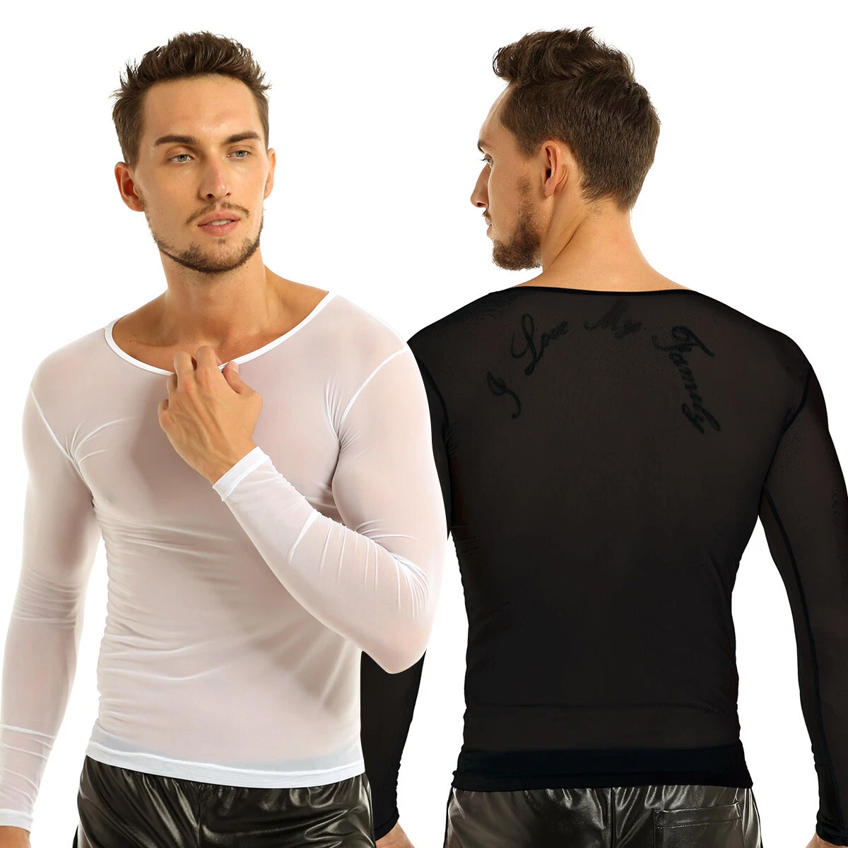 kedelig synet Jakke Mens Vest Slim Fit Transparent Smooth Gauze T Shirt Long Sleeve Tops  Attractive Wear | eBay