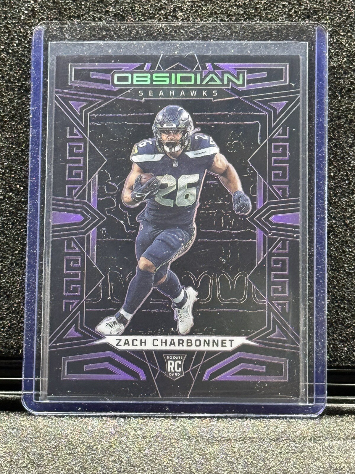 2023 Obsidian Zach Charbonnet RC Purple Electric Etch 58/75 Rookie Seahawks🔥
