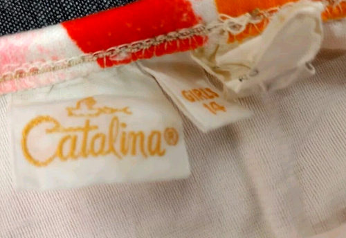 Vintage Wild Psychedelic Catalina Bikini Bottom Orange Barbie-60s Girls Size 14 - Picture 4 of 11