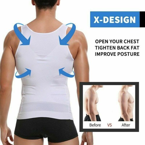 Herren Abnehmen Body Shaper Reißverschluss Weste Kompression Shirts Moobs Shapewear Tank Tops - Bild 25 von 43