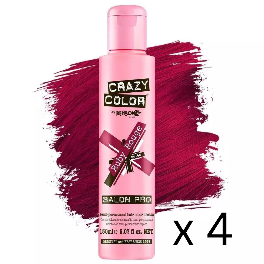 Crazy Color Salon Pro 66 Рубиновые румяна - 150 мл / 5 унций - Упаковка из 4 штук